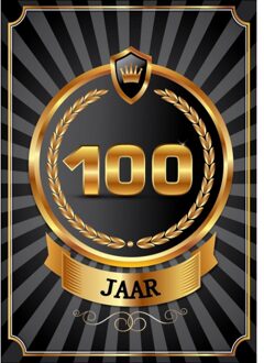 Bellatio Decorations 100 jaar verjaardag versiering poster - 59 x 42 cm - leeftijd feestartikelen