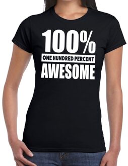 Bellatio Decorations 100 procent awesome tekst t-shirt zwart voor dames 2XL