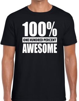 Bellatio Decorations 100 procent awesome tekst t-shirt zwart voor heren
