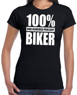 Bellatio Decorations 100 procent biker/ motorrijder t-shirt zwart voor dames 2XL