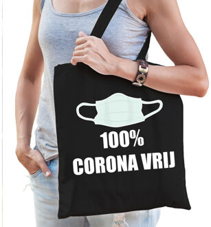 Bellatio Decorations 100 Procent corona vrij katoenen tas zwart voor dames