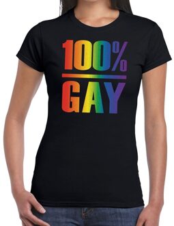 Bellatio Decorations 100 procent Gay pride t-shirt zwart voor dames 2XL