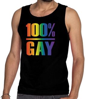 Bellatio Decorations 100 Procent gay pride tanktop/mouwloos shirt zwart heren 2XL