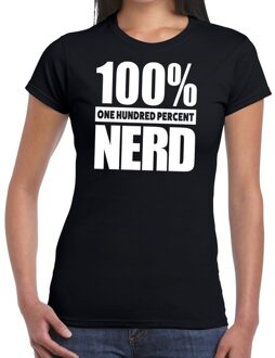 Bellatio Decorations 100 procent nerd tekst t-shirt zwart voor dames 2XL