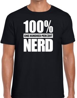 Bellatio Decorations 100 procent nerd tekst t-shirt zwart voor heren