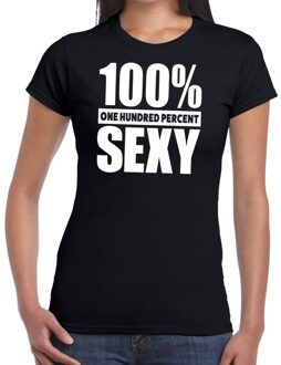 Bellatio Decorations 100 procent sexy tekst t-shirt zwart voor dames