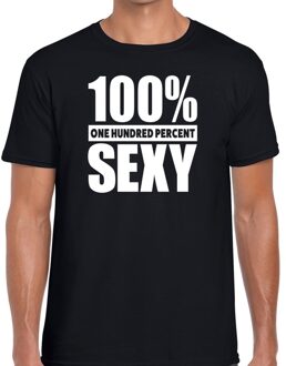 Bellatio Decorations 100 procent sexy tekst t-shirt zwart voor heren