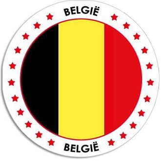 Bellatio Decorations 10x Belgie sticker rond 14,8 cm - Belgische vlag - Landen thema decoratie feestartikelen/versieringen