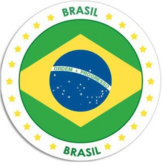 Bellatio Decorations 10x Brazilie sticker rond 14,8 cm - Braziliaanse vlag - Landen thema decoratie feestartikelen/versieringen