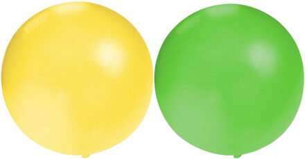 Bellatio Decorations 10x groot formaat ballonnen groen en geel met diameter 60 cm