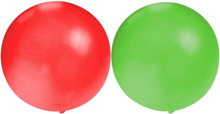Bellatio Decorations 10x groot formaat ballonnen rood en groen met diameter 60 cm