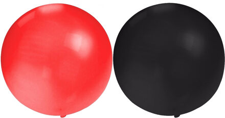 Bellatio Decorations 10x groot formaat ballonnen rood en zwart met diameter 60 cm