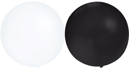 Bellatio Decorations 10x groot formaat ballonnen transparant en zwart met diameter 60 cm