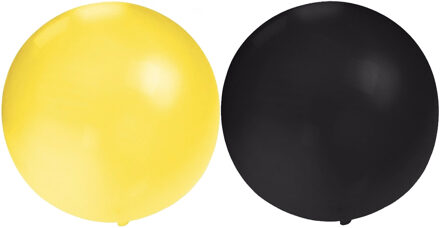 Bellatio Decorations - 10x groot formaat ballonnen - zwart en geel - met diameter 60 cm