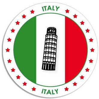 Bellatio Decorations 10x Italie sticker rond 14,8 cm - Italiaanse vlag - Landen thema decoratie feestartikelen/versieringen