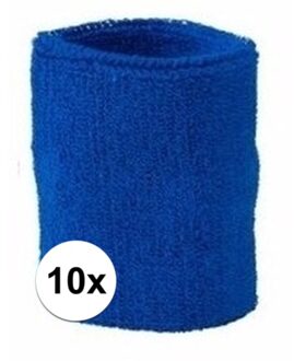 Bellatio Decorations 10x Kobalt blauw zweetbandje voor pols - zweetbandjes