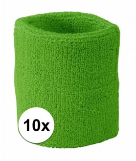 Bellatio Decorations 10x limegroen zweetbandje voor pols - zweetbandjes