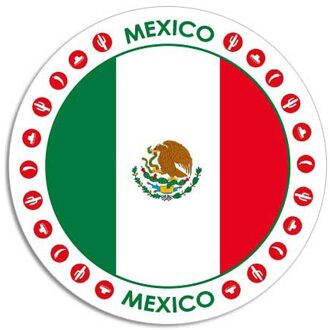 Bellatio Decorations 10x Mexico sticker rond 14,8 cm - Mexicaanse vlag - Landen thema decoratie feestartikelen/versieringen