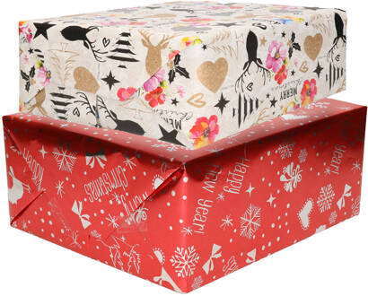 Bellatio Decorations 10x Rollen Kerst inpakpapier/cadeaupapier mixprint 250 x 70 cm - Cadeaupapier