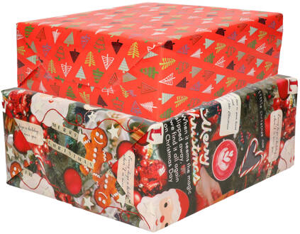 Bellatio Decorations 10x Rollen Kerst inpakpapier/cadeaupapier mixprint 250 x 70 cm - Cadeaupapier