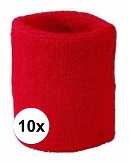 Bellatio Decorations 10x Rood zweetbandje voor pols - zweetbandjes