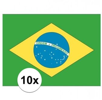 Bellatio Decorations 10x stuks Vlag Brazilie stickers