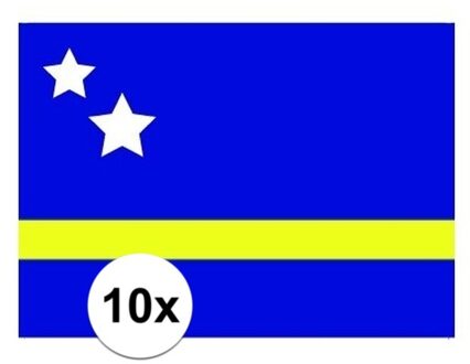 Bellatio Decorations 10x stuks Vlag Curacao stickers