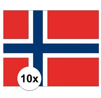 Bellatio Decorations 10x stuks Vlag Noorwegen stickers