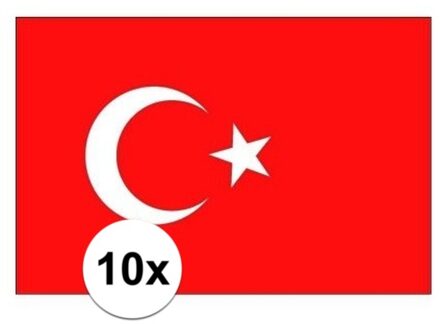 Bellatio Decorations 10x stuks Vlag Turkije stickers