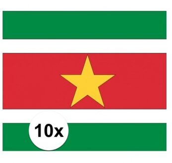Bellatio Decorations 10x stuks Vlag van Suriname plakstickers Multi