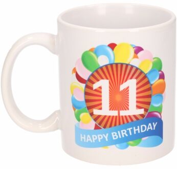 Bellatio Decorations 11 jaar cadeau beker 300 ml ballon thema