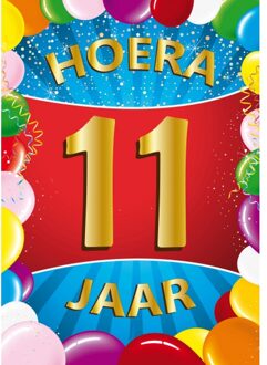 Bellatio Decorations 11 jaar mega deurposter 59 x 84 cm leeftijd verjaardag feestartikelen - Feestposters Multikleur