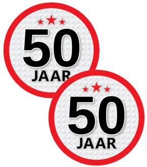 Bellatio Decorations 12x 50 jaar leeftijd sticker - rond - dia 15 cm - 50 jaar verjaardag/jubileum/leeftijd versiering