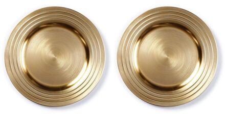 Bellatio Decorations 12x Diner/kerstdiner borden/onderborden goud 33 cm rond - Onderbord / kaarsenbord / onderzet bord