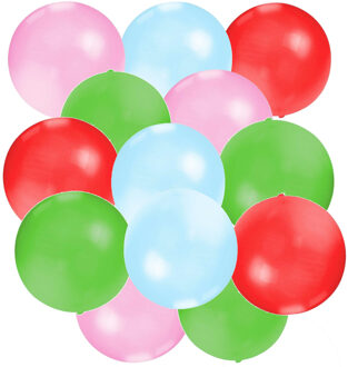 Bellatio Decorations 12x groot formaat ballonnen - rood/roze/blauw/groen - Diameter 60 cm