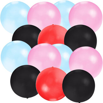 Bellatio Decorations 12x groot formaat ballonnen - rood/roze/blauw/zwart - Diameter 60 cm