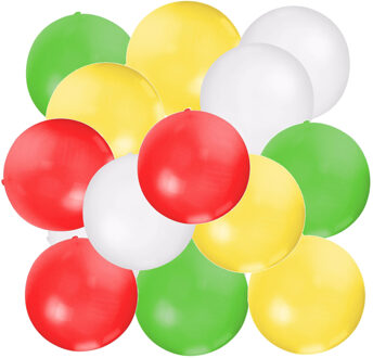 Bellatio Decorations 12x groot formaat ballonnen - rood/wit/geel/groen - Diameter 60 cm