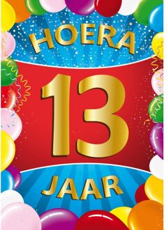 Bellatio Decorations 13 jaar verjaardag versiering poster - 59 x 84 cm - feestartikelen - Feestposters Multikleur