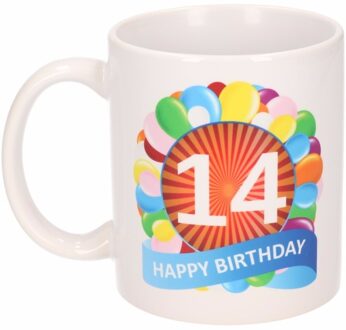 Bellatio Decorations 14e verjaardag cadeau beker / mok 300 ml Multi