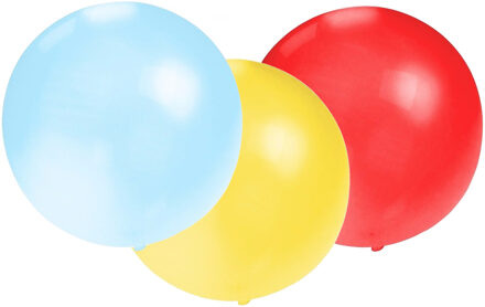 Bellatio Decorations 15x groot formaat ballonnen rood/blauw/geel met diameter 60 cm