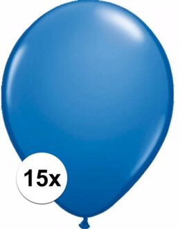 Bellatio Decorations 15x Voordelige metallic blauwe ballonnen - Ballonnen