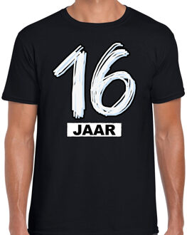 Bellatio Decorations 16 jaar verjaardag cadeau t-shirt zwart voor heren XL - Feestshirts