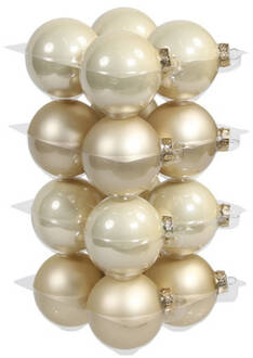 Bellatio Decorations 16x Champagne Glazen Kerstballen 8 Cm - Mat/glans - Kerstboomversiering Champagne Beige