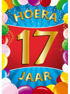 Bellatio Decorations 17 jaar mega deurposter 59 x 84 cm leeftijd verjaardag feestartikelen - Feestposters Multikleur
