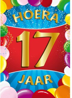 Bellatio Decorations 17 jaar mega deurposter 59 x 84 cm leeftijd verjaardag feestartikelen - Feestposters Multikleur