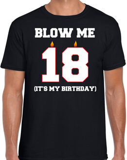 Bellatio Decorations 18 jaar cadeau t-shirt blow me its my birthday - zwart - heren - 18de verjaardag kado 2XL