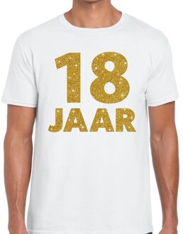 Bellatio Decorations 18 jaar goud glitter verjaardag kado shirt wit heren 2XL