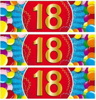 Bellatio Decorations 18 jaar leeftijd sticker - 10x - 19 x 6 cm - verjaardag - jubileum - versiering