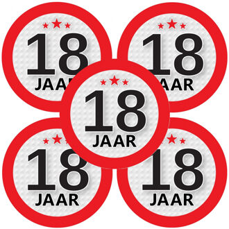 Bellatio Decorations 18 jaar leeftijd sticker - 10x - rond - Dia 9 cm - 18 jaar verjaardag - jubileum - leeftijd versieri