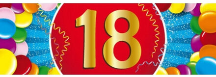 Bellatio Decorations 18 jaar leeftijd sticker - 19 x 6 cm - verjaardag - jubileum - versiering